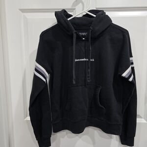 Abercrombie & Fitch Hoodie Sz M Logo Black Pocket